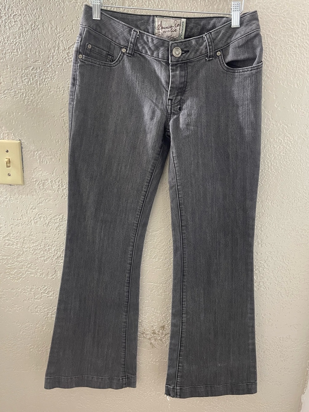 Y2K American Rag Glittery Gray Flare Trouser‎ Jeans Size 7